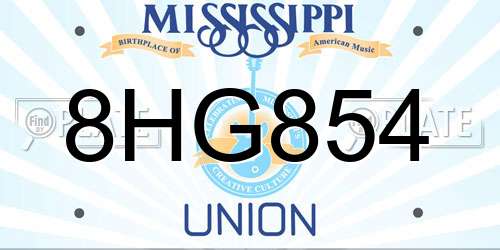 8HG854 Mississippi License Plate