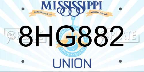8HG882 Mississippi License Plate