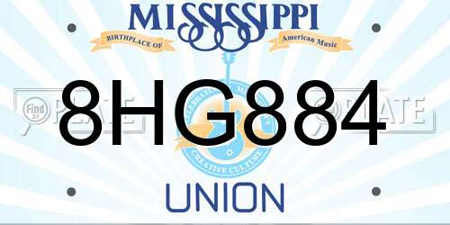 8HG884 Mississippi License Plate