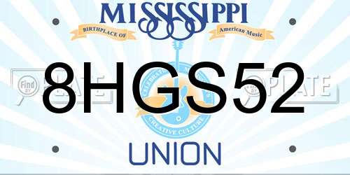 8HGS52 Mississippi License Plate