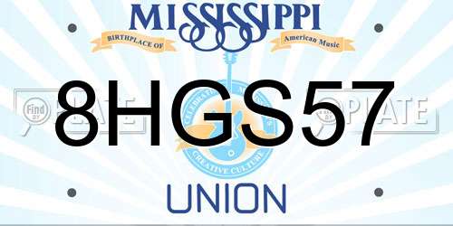 8HGS57 Mississippi License Plate