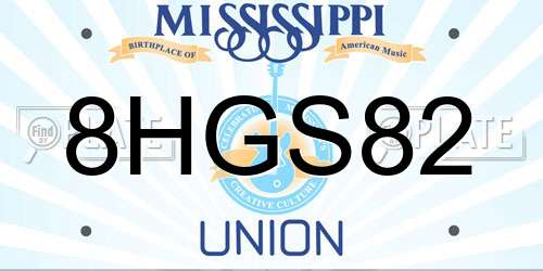 8HGS82 Mississippi License Plate