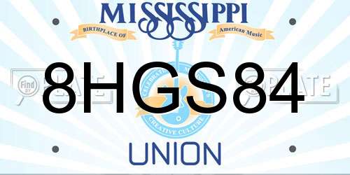 8HGS84 Mississippi License Plate