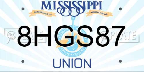 8HGS87 Mississippi License Plate