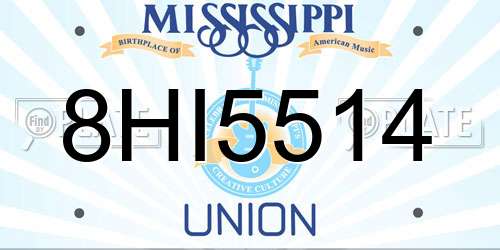 8HI5514 Mississippi License Plate