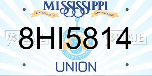 8HI5814 Mississippi License Plate