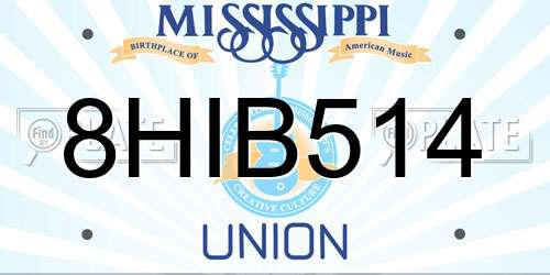 8HIB514 Mississippi License Plate