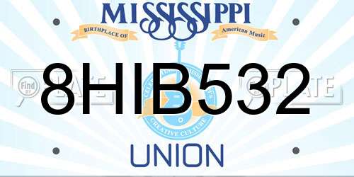 8HIB532 Mississippi License Plate