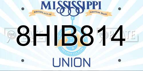 8HIB814 Mississippi License Plate