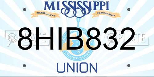 8HIB832 Mississippi License Plate