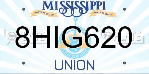 8HIG620 Mississippi License Plate