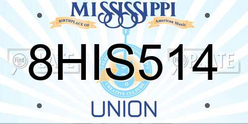 8HIS514 Mississippi License Plate
