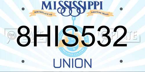 8HIS532 Mississippi License Plate