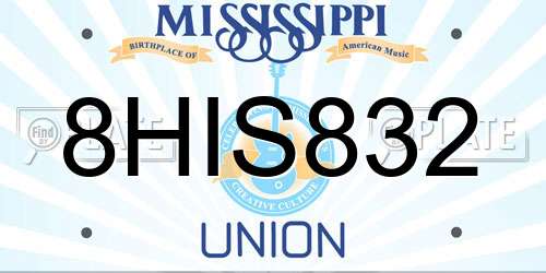 8HIS832 Mississippi License Plate