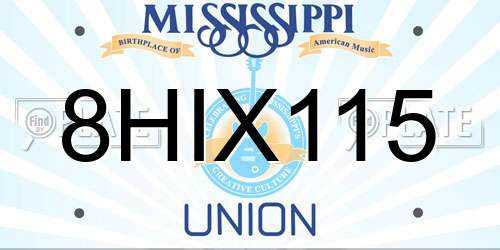 8HIX115 Mississippi License Plate