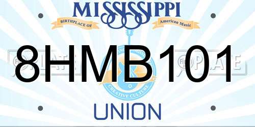8HMB101 Mississippi License Plate