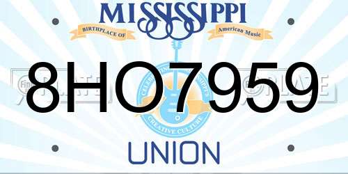 8HO7959 Mississippi License Plate