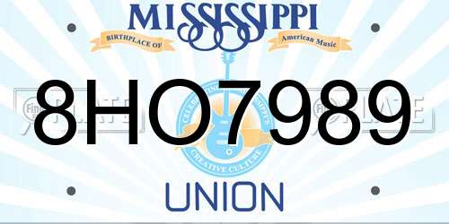 8HO7989 Mississippi License Plate