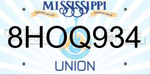 8HOQ934 Mississippi License Plate