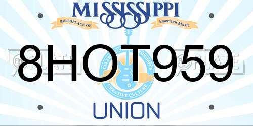 8HOT959 Mississippi License Plate