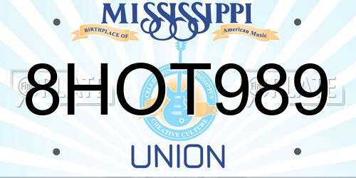 8HOT989 Mississippi License Plate