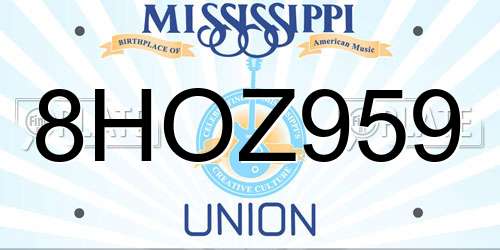8HOZ959 Mississippi License Plate