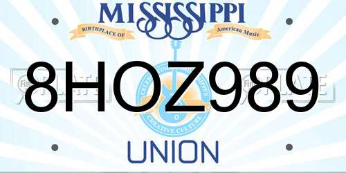 8HOZ989 Mississippi License Plate