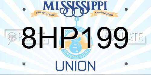 8HP199 Mississippi License Plate