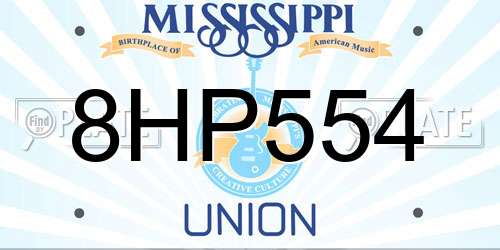 8HP554 Mississippi License Plate