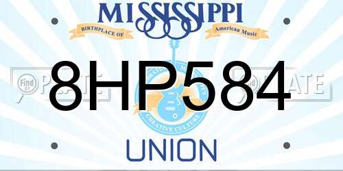 8HP584 Mississippi License Plate