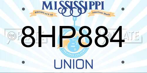 8HP884 Mississippi License Plate