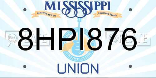 8HPI876 Mississippi License Plate