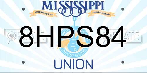 8HPS84 Mississippi License Plate