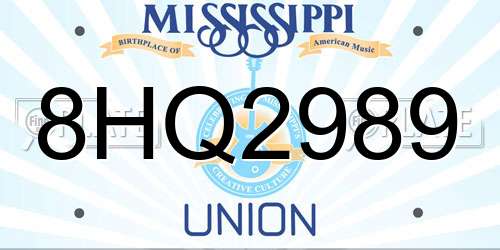 8HQ2989 Mississippi License Plate