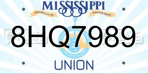 8HQ7989 Mississippi License Plate
