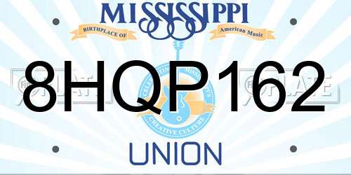 8HQP162 Mississippi License Plate