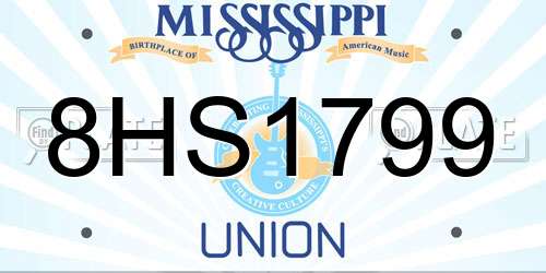 8HS1799 Mississippi License Plate