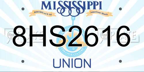 8HS2616 Mississippi License Plate
