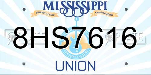 8HS7616 Mississippi License Plate