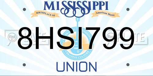 8HSI799 Mississippi License Plate