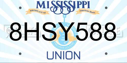 8HSY588 Mississippi License Plate