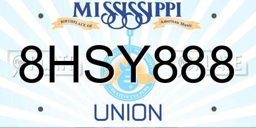 8HSY888 Mississippi License Plate
