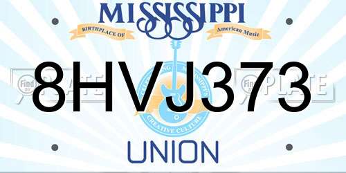 8HVJ373 Mississippi License Plate