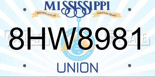 8HW8981 Mississippi License Plate