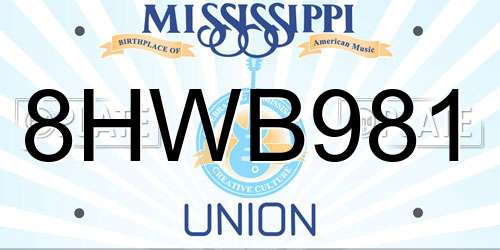 8HWB981 Mississippi License Plate
