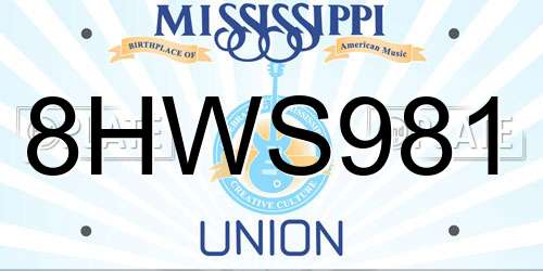 8HWS981 Mississippi License Plate