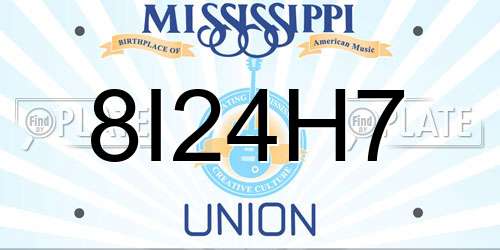 8I24H7 Mississippi License Plate