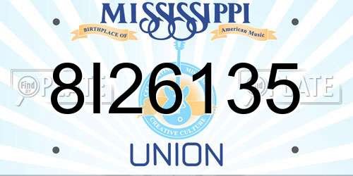 8I26135 Mississippi License Plate