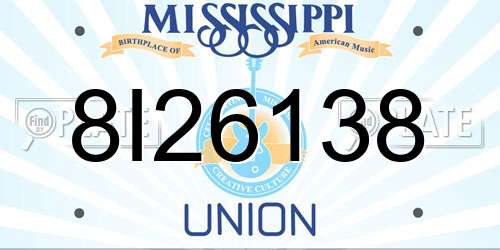 8I26138 Mississippi License Plate