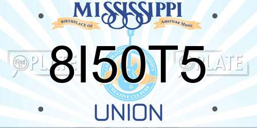 8I50T5 Mississippi License Plate